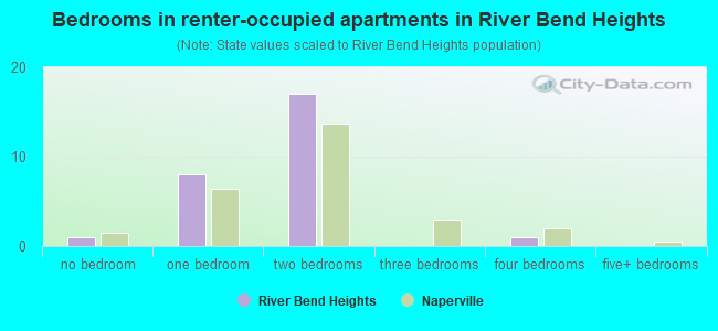 Bedrooms in renter-occupied apartments in River Bend Heights