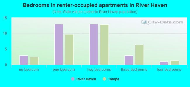 Bedrooms in renter-occupied apartments in River Haven