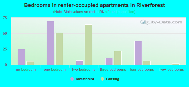 Bedrooms in renter-occupied apartments in Riverforest