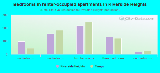 Bedrooms in renter-occupied apartments in Riverside Heights