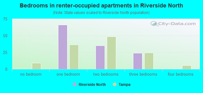 Bedrooms in renter-occupied apartments in Riverside North