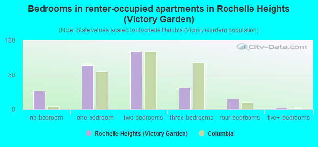 Bedrooms in renter-occupied apartments in Rochelle Heights (Victory Garden)