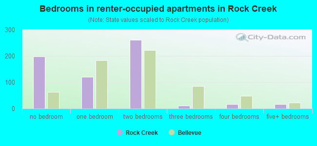 Bedrooms in renter-occupied apartments in Rock Creek