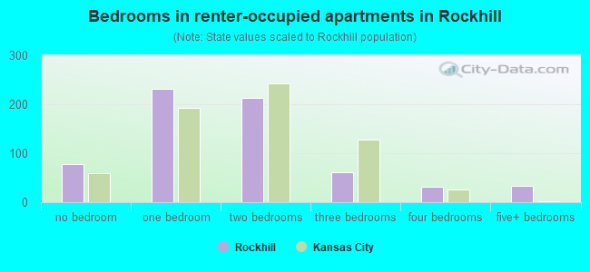Bedrooms in renter-occupied apartments in Rockhill