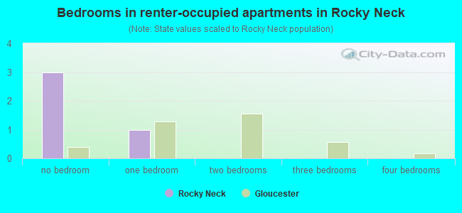 Bedrooms in renter-occupied apartments in Rocky Neck