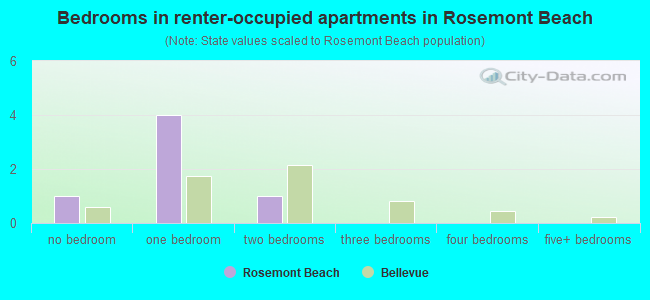 Bedrooms in renter-occupied apartments in Rosemont Beach