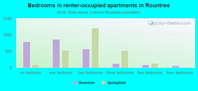 Bedrooms in renter-occupied apartments in Rountree