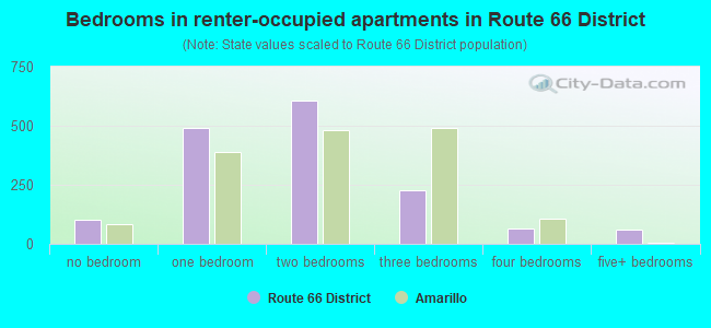 Bedrooms in renter-occupied apartments in Route 66 District