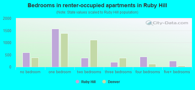 Bedrooms in renter-occupied apartments in Ruby Hill