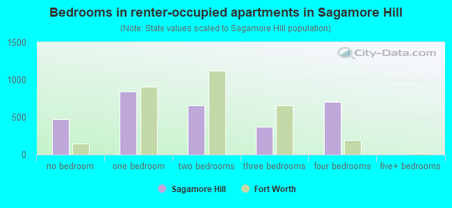 Bedrooms in renter-occupied apartments in Sagamore Hill