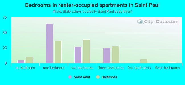Bedrooms in renter-occupied apartments in Saint Paul