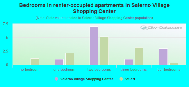 Bedrooms in renter-occupied apartments in Salerno Village Shopping Center