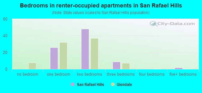 Bedrooms in renter-occupied apartments in San Rafael Hills
