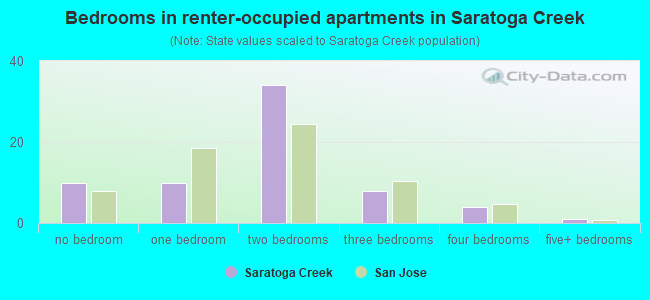 Bedrooms in renter-occupied apartments in Saratoga Creek