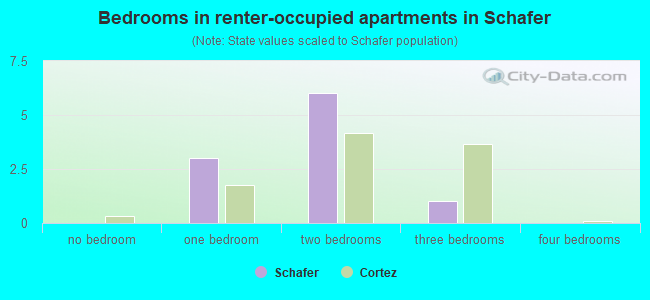 Bedrooms in renter-occupied apartments in Schafer