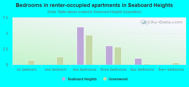 Bedrooms in renter-occupied apartments in Seaboard Heights