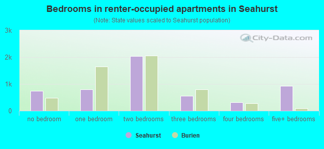 Bedrooms in renter-occupied apartments in Seahurst