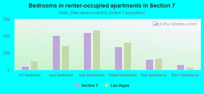 Bedrooms in renter-occupied apartments in Section 7