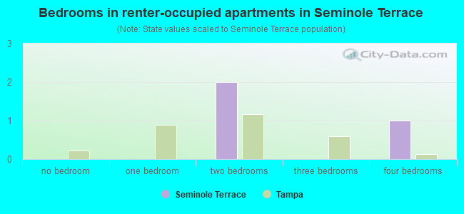 Bedrooms in renter-occupied apartments in Seminole Terrace