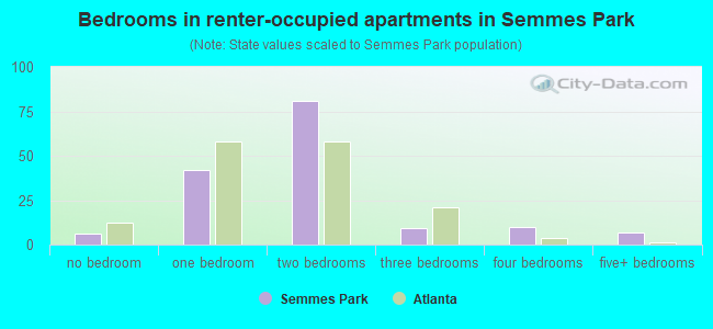 Bedrooms in renter-occupied apartments in Semmes Park