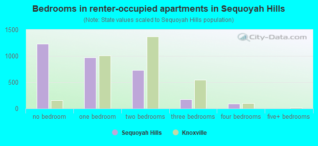 Bedrooms in renter-occupied apartments in Sequoyah Hills