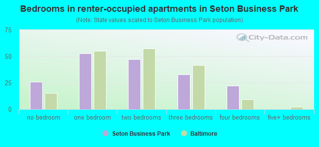 Bedrooms in renter-occupied apartments in Seton Business Park
