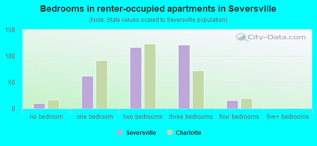 Bedrooms in renter-occupied apartments in Seversville