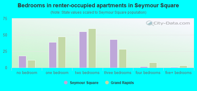 Bedrooms in renter-occupied apartments in Seymour Square