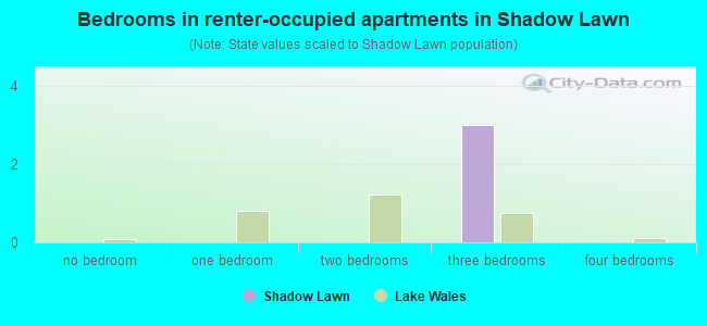 Bedrooms in renter-occupied apartments in Shadow Lawn