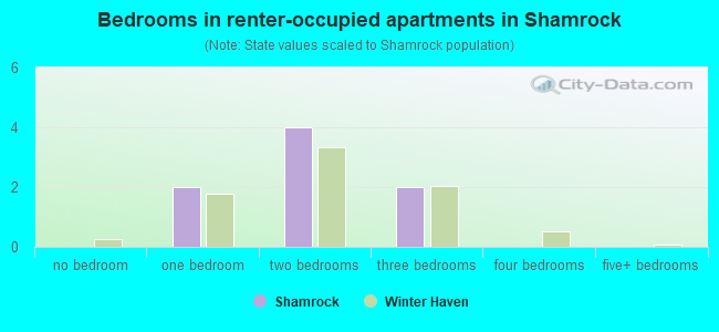 Bedrooms in renter-occupied apartments in Shamrock