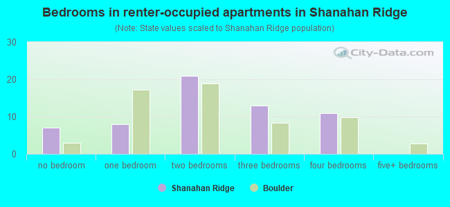 Bedrooms in renter-occupied apartments in Shanahan Ridge
