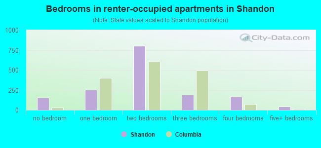 Bedrooms in renter-occupied apartments in Shandon