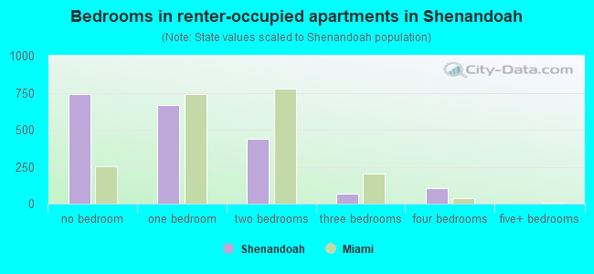 Bedrooms in renter-occupied apartments in Shenandoah