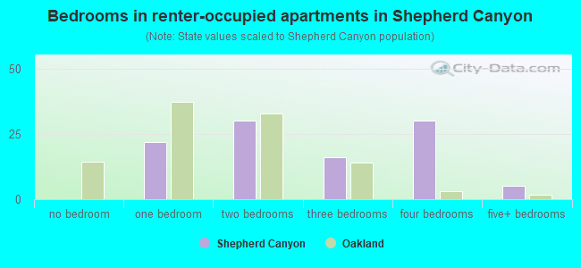 Bedrooms in renter-occupied apartments in Shepherd Canyon