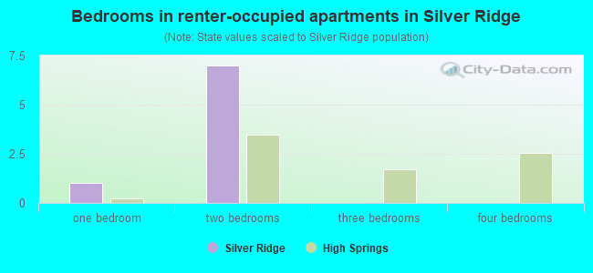 Bedrooms in renter-occupied apartments in Silver Ridge