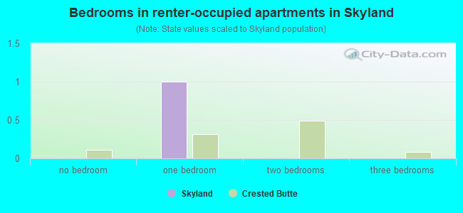 Bedrooms in renter-occupied apartments in Skyland