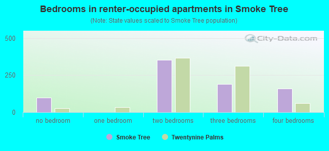 Bedrooms in renter-occupied apartments in Smoke Tree