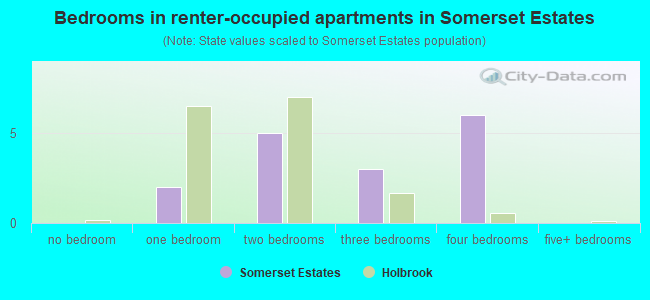 Bedrooms in renter-occupied apartments in Somerset Estates
