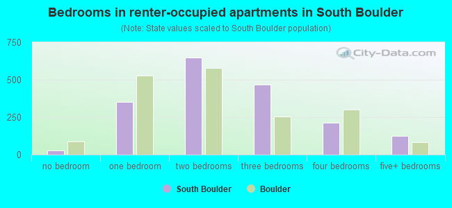 Bedrooms in renter-occupied apartments in South Boulder