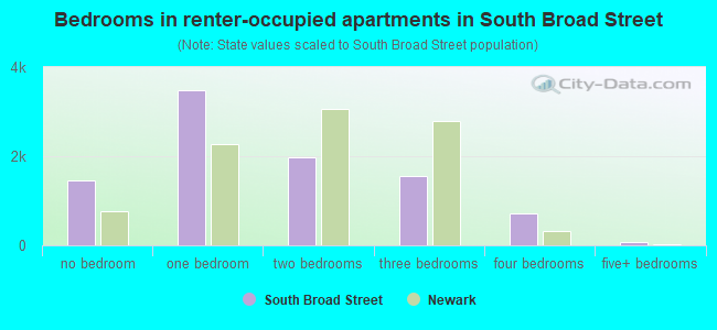 Bedrooms in renter-occupied apartments in South Broad Street