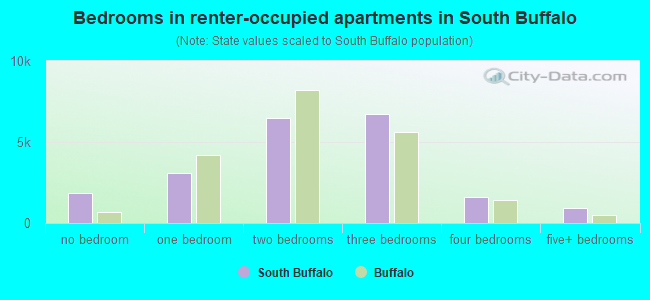 Bedrooms in renter-occupied apartments in South Buffalo