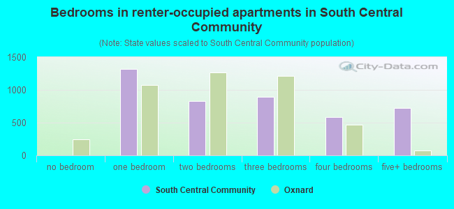 Bedrooms in renter-occupied apartments in South Central Community