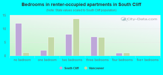 Bedrooms in renter-occupied apartments in South Cliff