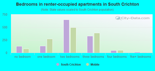 Bedrooms in renter-occupied apartments in South Crichton