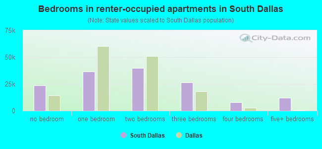 Bedrooms in renter-occupied apartments in South Dallas