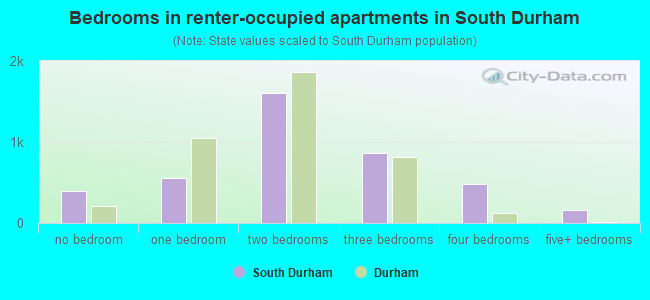 Bedrooms in renter-occupied apartments in South Durham