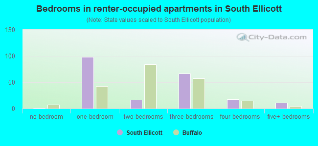 Bedrooms in renter-occupied apartments in South Ellicott