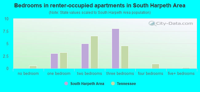 Bedrooms in renter-occupied apartments in South Harpeth Area