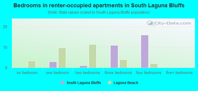 Bedrooms in renter-occupied apartments in South Laguna Bluffs