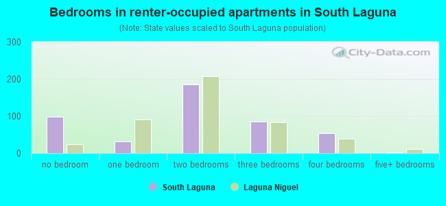 Bedrooms in renter-occupied apartments in South Laguna